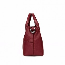 Women Soft Leather Handbags Stitching Solid Large Capacity Shoulder Bags