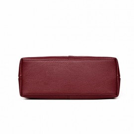 Women Soft Leather Handbags Stitching Solid Large Capacity Shoulder Bags