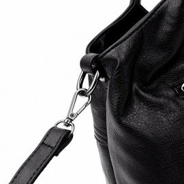 Women Soft Leather Handbags Stitching Solid Large Capacity Shoulder Bags