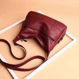 Women Soft Leather Solid Crossbody Bag Leisure Shoulder Bag