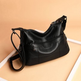 Women Soft Leather Solid Crossbody Bag Leisure Shoulder Bag