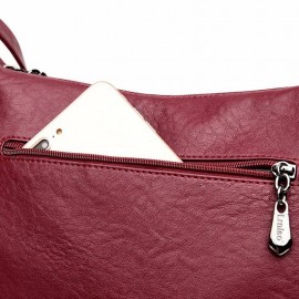 Women Soft Leather Solid Crossbody Bag Leisure Shoulder Bag