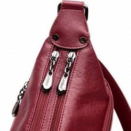 Women Soft Leather Solid Crossbody Bag Leisure Shoulder Bag