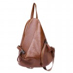 Women Soft Leather Triangle Lock Travel Backpack Designer
