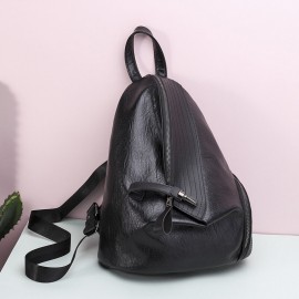 Women Soft Leather Triangle Lock Travel Backpack Designer