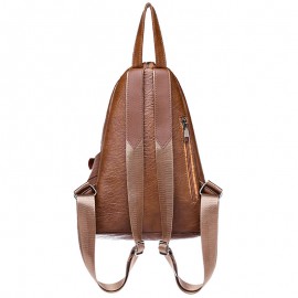 Women Soft Leather Triangle Lock Travel Backpack Designer