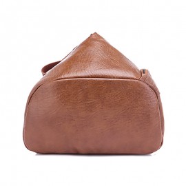 Women Soft Leather Triangle Lock Travel Backpack Designer