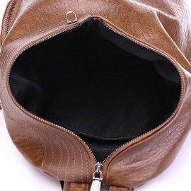 Women Soft Leather Triangle Lock Travel Backpack Designer