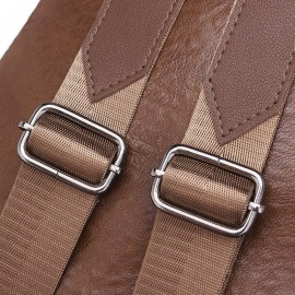 Women Soft Leather Triangle Lock Travel Backpack Designer