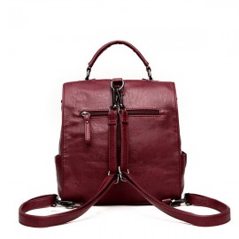 Women Soft PU Leather Multi-function Handbag Solid Large Capacity Backpack