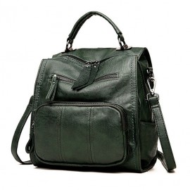 Women Soft PU Leather Multi-function Handbag Solid Large Capacity Backpack