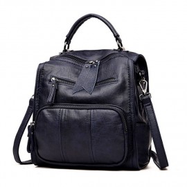 Women Soft PU Leather Multi-function Handbag Solid Large Capacity Backpack