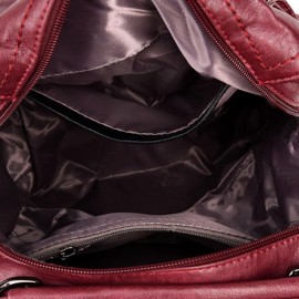Women Soft PU Leather Multi-function Handbag Solid Large Capacity Backpack