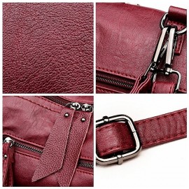 Women Soft PU Leather Multi-function Handbag Solid Large Capacity Backpack