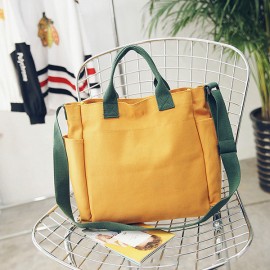 Women Solid Canvas Leisure Crossbody Bag Large Capacity Handbag