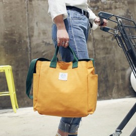 Women Solid Canvas Leisure Crossbody Bag Large Capacity Handbag