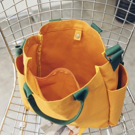 Women Solid Canvas Leisure Crossbody Bag Large Capacity Handbag