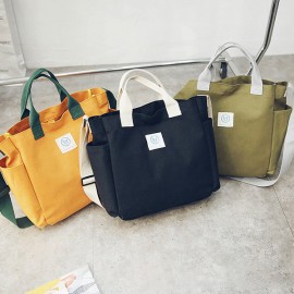 Women Solid Canvas Leisure Crossbody Bag Large Capacity Handbag