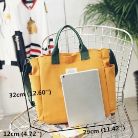 Women Solid Canvas Leisure Crossbody Bag Large Capacity Handbag