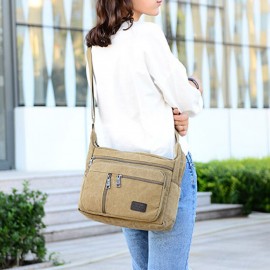 Women Solid Casual Canvas Multifunction Crossbody Bag
