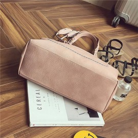 Women Solid Faux Leather Tassel Tote Bags Large Capacity Shoulder Bags