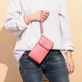 Women Solid Flap Card Bag Phone Bag Crossbody Bag