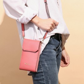 Women Solid Flap Card Bag Phone Bag Crossbody Bag