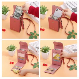 Women Solid Flap Card Bag Phone Bag Crossbody Bag