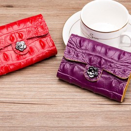 Women Solid Genuine Leather 26 Card Slot Wallet