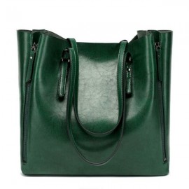 Women Solid Large Capacity Leisure Handbag Faux Leather Shoulder Tote Bag