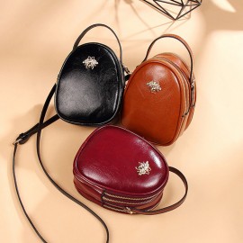 Women Solid Little Bee Earphone Hole Crossbody Bag Phone Bag Satchel Bag