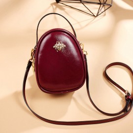 Women Solid Little Bee Earphone Hole Crossbody Bag Phone Bag Satchel Bag
