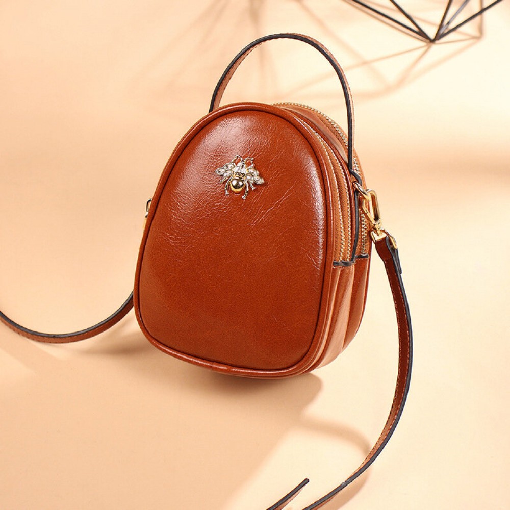 Women Solid Little Bee Earphone Hole Crossbody Bag Phone Bag Satchel Bag
