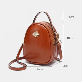 Women Solid Little Bee Earphone Hole Crossbody Bag Phone Bag Satchel Bag