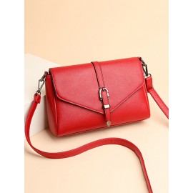 Women Solid Minimalism Crossbody Bag PU Leather Shoulder Bag