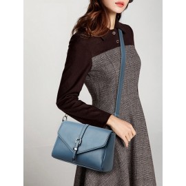 Women Solid Minimalism Crossbody Bag PU Leather Shoulder Bag