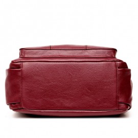 Women Solid Multi-Slot Soft Leather Crossbody Bag Leisure Stitching Messenger Bag