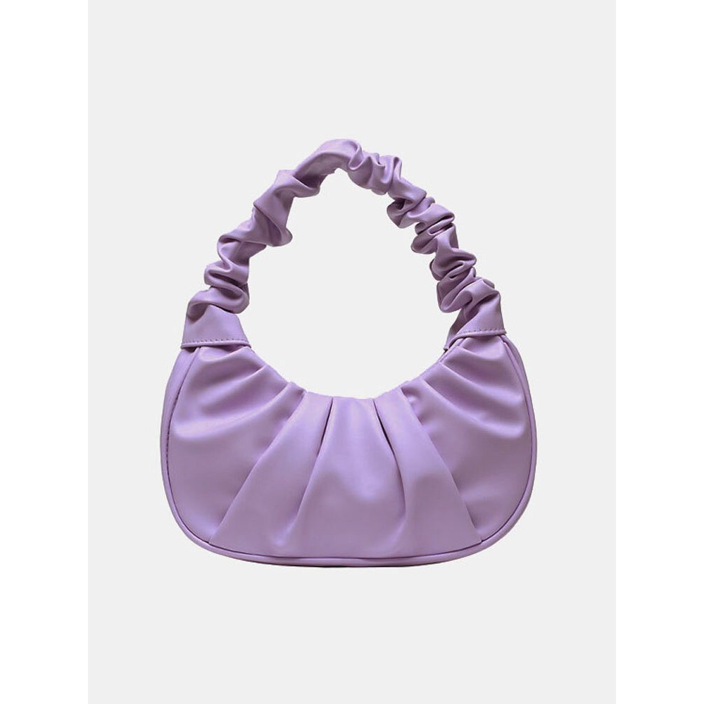 Women Solid Pleated Handbag Shoulder Bag