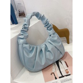 Women Solid Pleated Handbag Shoulder Bag