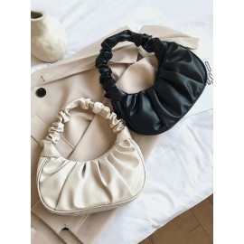 Women Solid Pleated Handbag Shoulder Bag