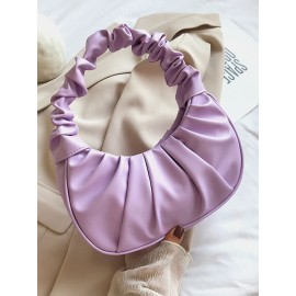 Women Solid Pleated Handbag Shoulder Bag