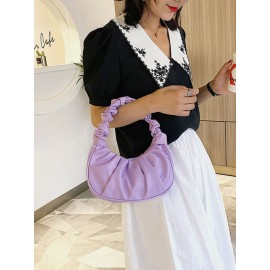 Women Solid Pleated Handbag Shoulder Bag