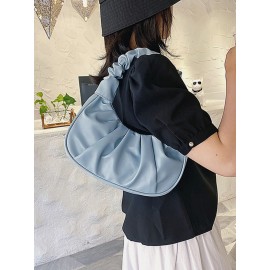Women Solid Pleated Handbag Shoulder Bag