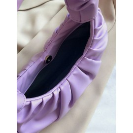 Women Solid Pleated Handbag Shoulder Bag