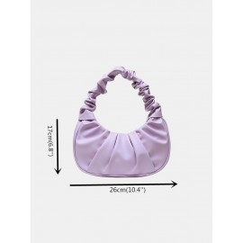 Women Solid Pleated Handbag Shoulder Bag