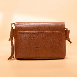 Women Solid Vintage Crossbody Bag PU Leather Shoulder Bag