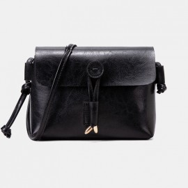 Women Solid Vintage Crossbody Bag PU Leather Shoulder Bag