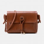 Women Solid Vintage Crossbody Bag PU Leather Shoulder Bag