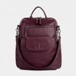 Women Solid Waterproof Multi-Carry Anti Theft Backpack