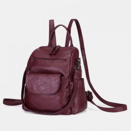 Women Solid Waterproof Multi-Carry Anti Theft Backpack